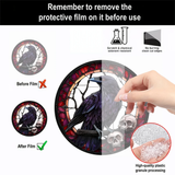 Gothic Raven Skull Suncatcher 8” Faux Stained Glass Crow Window Hanging Decor
