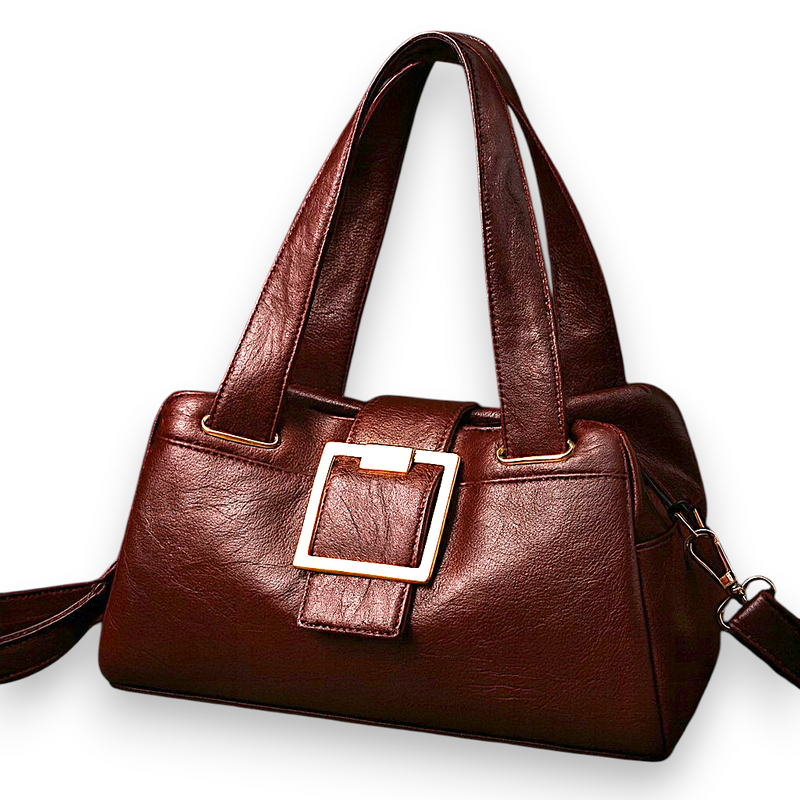 Women’s Multi-Layer Leather Boston Bag Large Capacity Designer Top Handle Purse