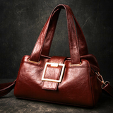 Women’s Multi-Layer Leather Boston Bag Large Capacity Designer Top Handle Purse