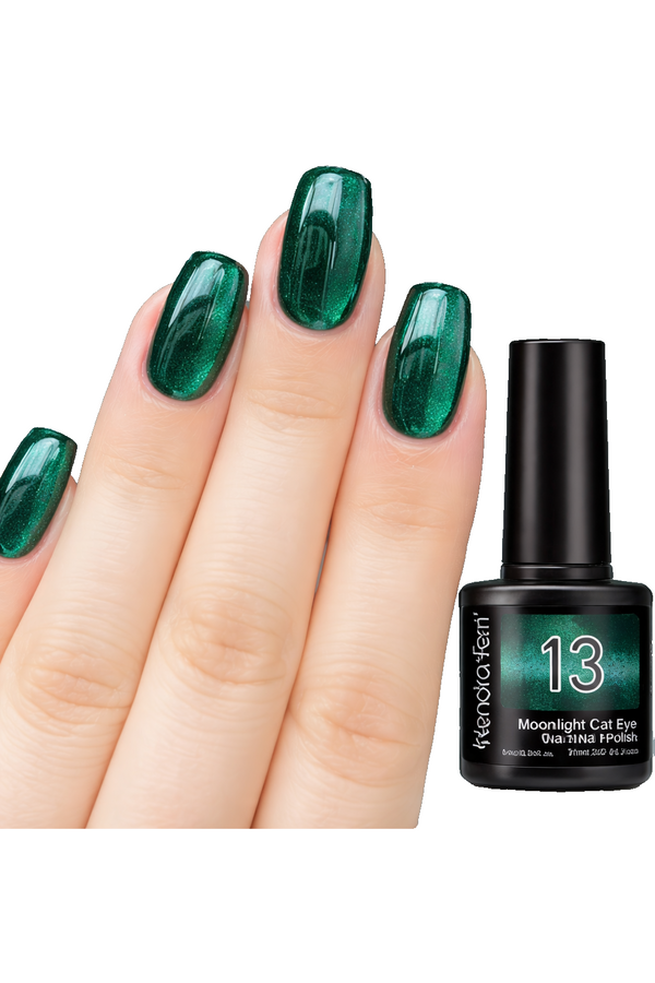 Kewoita Feanf #13 Emerald Green Moonlight Cat Eye Magnetic Gel Nail Polish 7ml