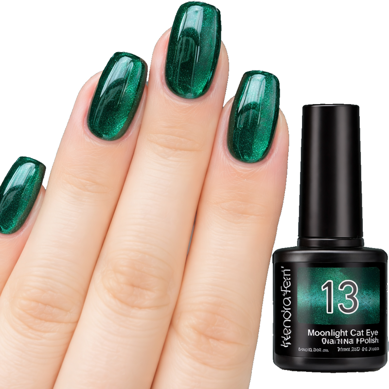 Kewoita Feanf #13 Emerald Green Moonlight Cat Eye Magnetic Gel Nail Polish 7ml