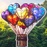 Heart Balloon Faux Stained Glass Acrylic Art Suncatcher – 9in Flat Window Decor