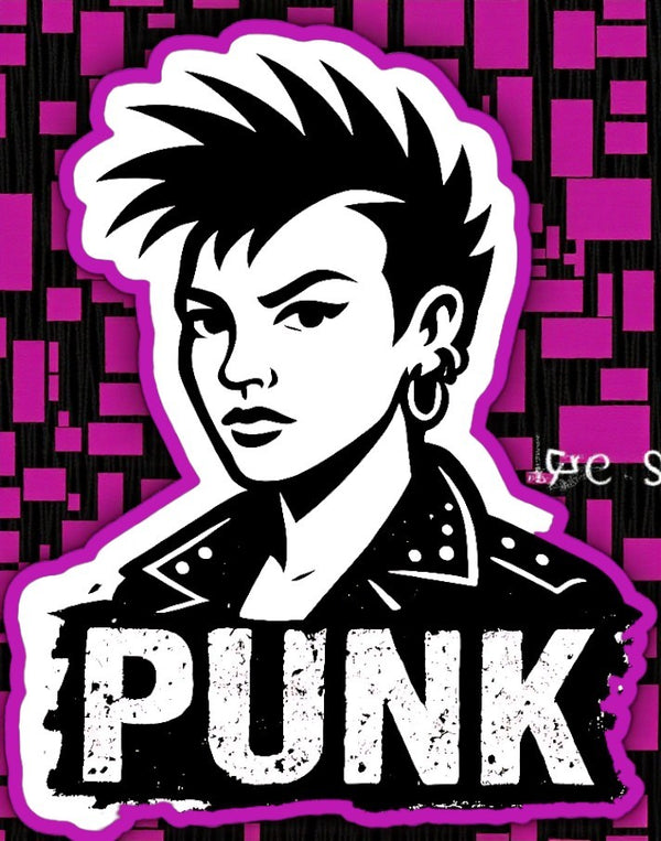 Punk Girl Sticker 4in | Rebel Punk Portrait BOPP Vinyl | Alternative Decal