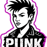 Punk Girl Sticker 4in | Rebel Punk Portrait BOPP Vinyl | Alternative Decal