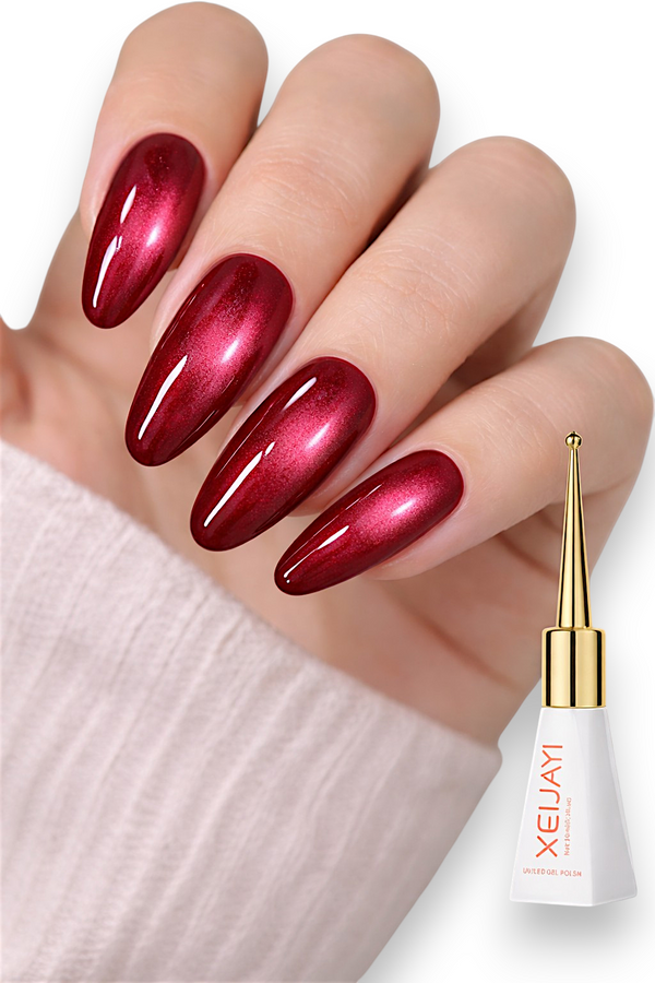 Cat Eye Gel Polish Deep Red Crimson Magnetic Glitter UV LED XEIJAYI 9ml