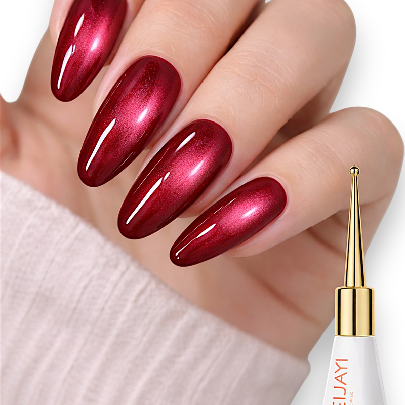 Cat Eye Gel Polish Deep Red Crimson Magnetic Glitter UV LED XEIJAYI 9ml