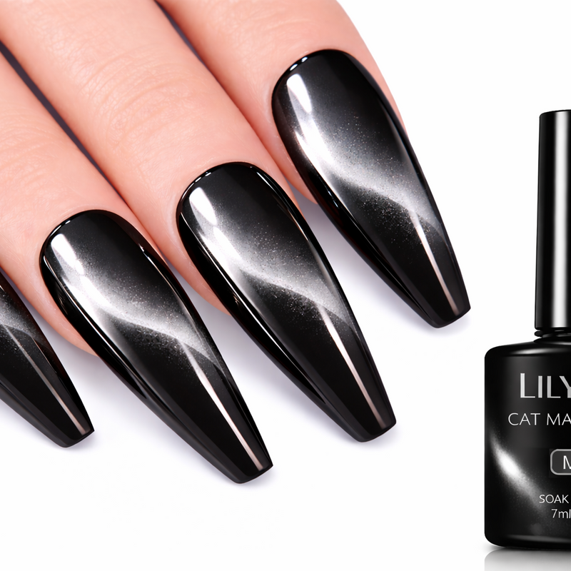 Cat Eye Gel Polish Black Magnetic UV LED Soak Off Nail Art LILYCUTE MC10 7ml