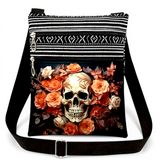 Skull Rose Crossbody Bag Gothic Floral Shoulder Purse Pink Skull Handbag