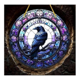 Raven Suncatcher Acrylic Faux Stained Glass Gothic Window Hanging Decor