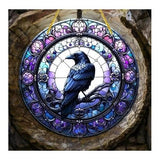 Raven Suncatcher Acrylic Faux Stained Glass Gothic Window Hanging Decor