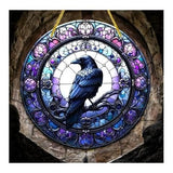 Raven Suncatcher Acrylic Faux Stained Glass Gothic Window Hanging Decor