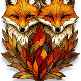Fox Suncatcher Faux Stained Glass Fall Leaves Autumn Window Hanging Decor