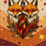 Fox Suncatcher Faux Stained Glass Fall Leaves Autumn Window Hanging Decor