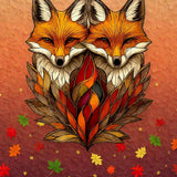 Fox Suncatcher Faux Stained Glass Fall Leaves Autumn Window Hanging Decor