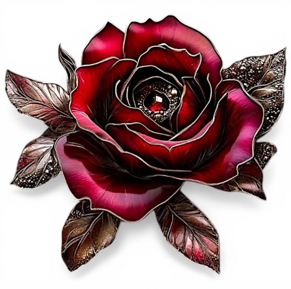 9" Red Rose Faux Stained Glass Suncatcher Gothic Floral Window Hanging