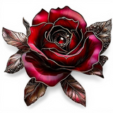9" Red Rose Faux Stained Glass Suncatcher Gothic Floral Window Hanging
