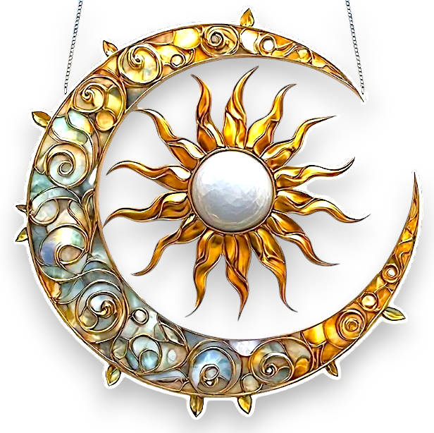 Sun Moon Suncatcher 8in Faux Stained Glass Window Hanging Celestial Decor