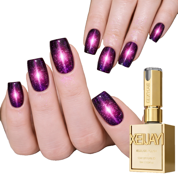 Purple Pink Cat Eye Gel Nail Polish Magnetic Glitter UV LED Soak Off