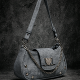Denim Heart Chain Shoulder Bag Y2K Punk Crossbody Purse 9.8in Cute Style