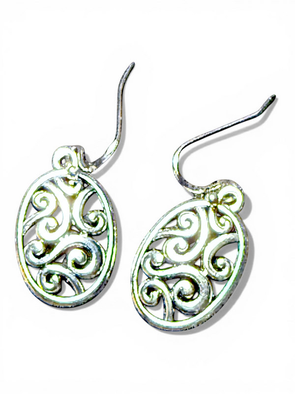 Sterling Silver Spiral Earrings 1.5" Dangle Celtic Boho Jewelry Gift