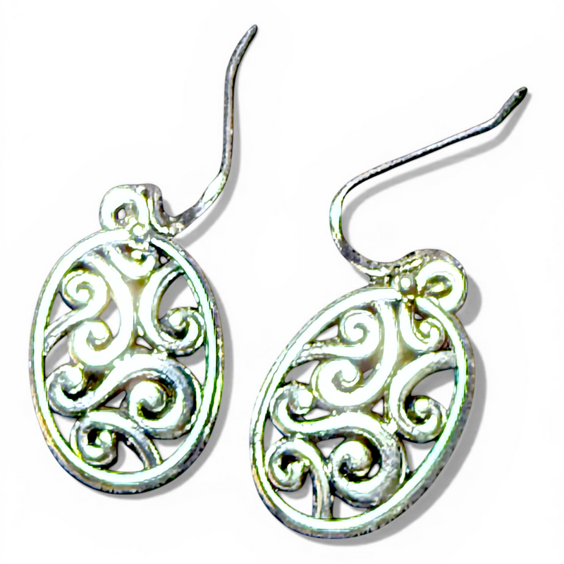 Sterling Silver Spiral Earrings 1.5" Dangle Celtic Boho Jewelry Gift