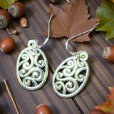 Sterling Silver Spiral Earrings 1.5" Dangle Celtic Boho Jewelry Gift