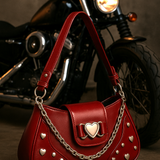 Red Patent Shoulder Bag Small Retro Y2K Purse 9.8in Glossy Handbag