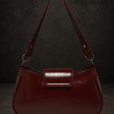 Red Patent Shoulder Bag Small Retro Y2K Purse 9.8in Glossy Handbag