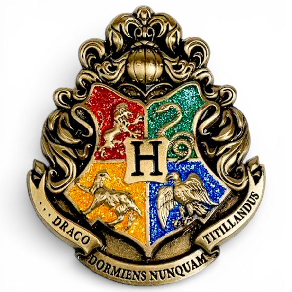 Hogwarts Crest Enamel Pin Wizard Magic School Glitter House Badge