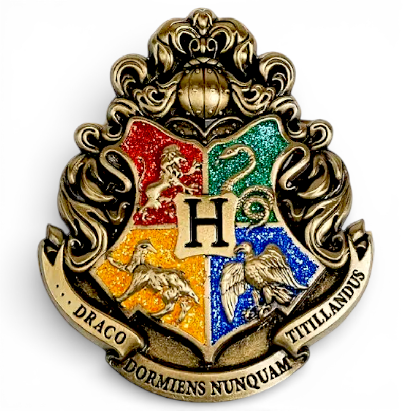 Hogwarts Crest Enamel Pin Wizard Magic School Glitter House Badge