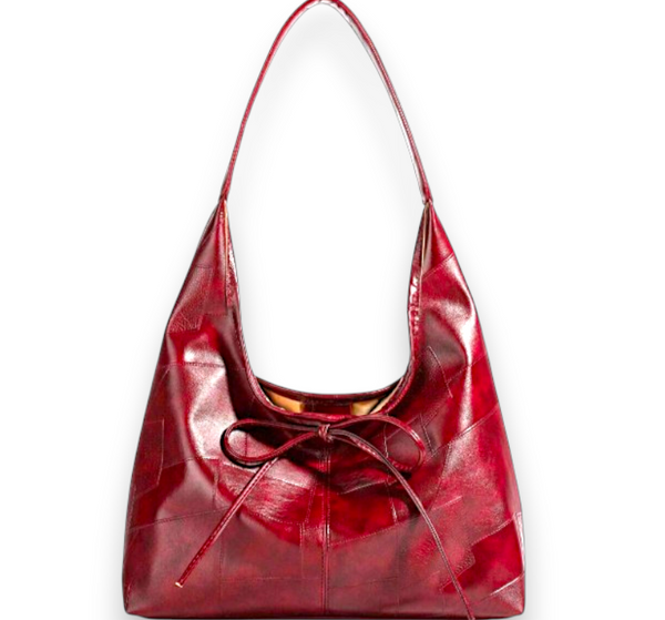 Red Slouchy Hobo Shoulder Bag Soft Leather Look Y2K Gothic Chic Purse