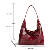 Red Slouchy Hobo Shoulder Bag Soft Leather Look Y2K Gothic Chic Purse
