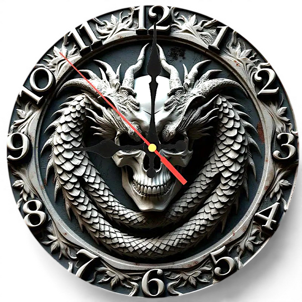 Dragon Wall Clock 9.8 Inch Silent Gothic Decor for Bedroom and Living Room