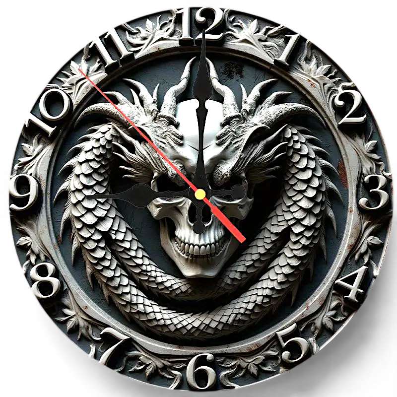 Dragon Wall Clock 9.8 Inch Silent Gothic Decor for Bedroom and Living Room