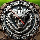 Dragon Wall Clock 9.8 Inch Silent Gothic Decor for Bedroom and Living Room