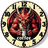 Grumpy Dragon Coffee Wall Clock 9.8 inch Silent Gothic Home Decor Art