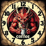 Grumpy Dragon Coffee Wall Clock 9.8 inch Silent Gothic Home Decor Art