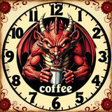 Grumpy Dragon Coffee Wall Clock 9.8 inch Silent Gothic Home Decor Art