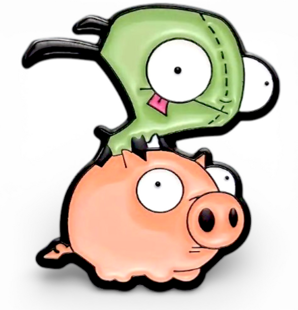 Gir Riding Pig Enamel Pin Invader Zim