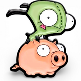 Gir Riding Pig Enamel Pin Invader Zim