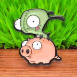 Gir Riding Pig Enamel Pin Invader Zim