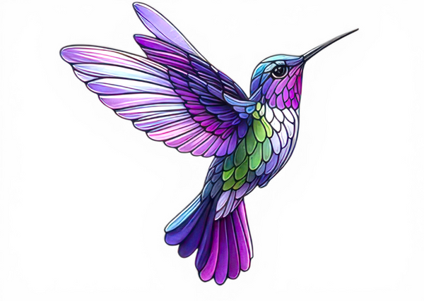 Hummingbird Suncatcher Faux Stained Glass Window Hanging 7.8" Colorful