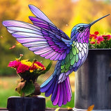 Hummingbird Suncatcher Faux Stained Glass Window Hanging 7.8" Colorful