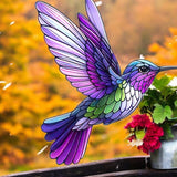 Hummingbird Suncatcher Faux Stained Glass Window Hanging 7.8" Colorful