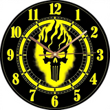 Skull Flame Wall Clock 13.8 Inch Silent Tempered Glass Gothic Punk Decor