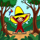Curious George Inspired Enamel Pin Monkey Yellow Hat Cartoon Brooch Backpack Hat