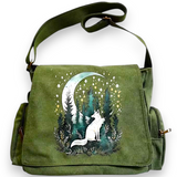 Forest Fox Crossbody Bag Green Messenger Woodland Moon Nature Purse