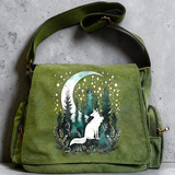 Forest Fox Crossbody Bag Green Messenger Woodland Moon Nature Purse