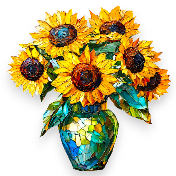 Sunflower Suncatcher 9 Inch Faux Stained Glass Window Hanging Floral Decor Gift