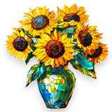 Sunflower Suncatcher 9 Inch Faux Stained Glass Window Hanging Floral Decor Gift
